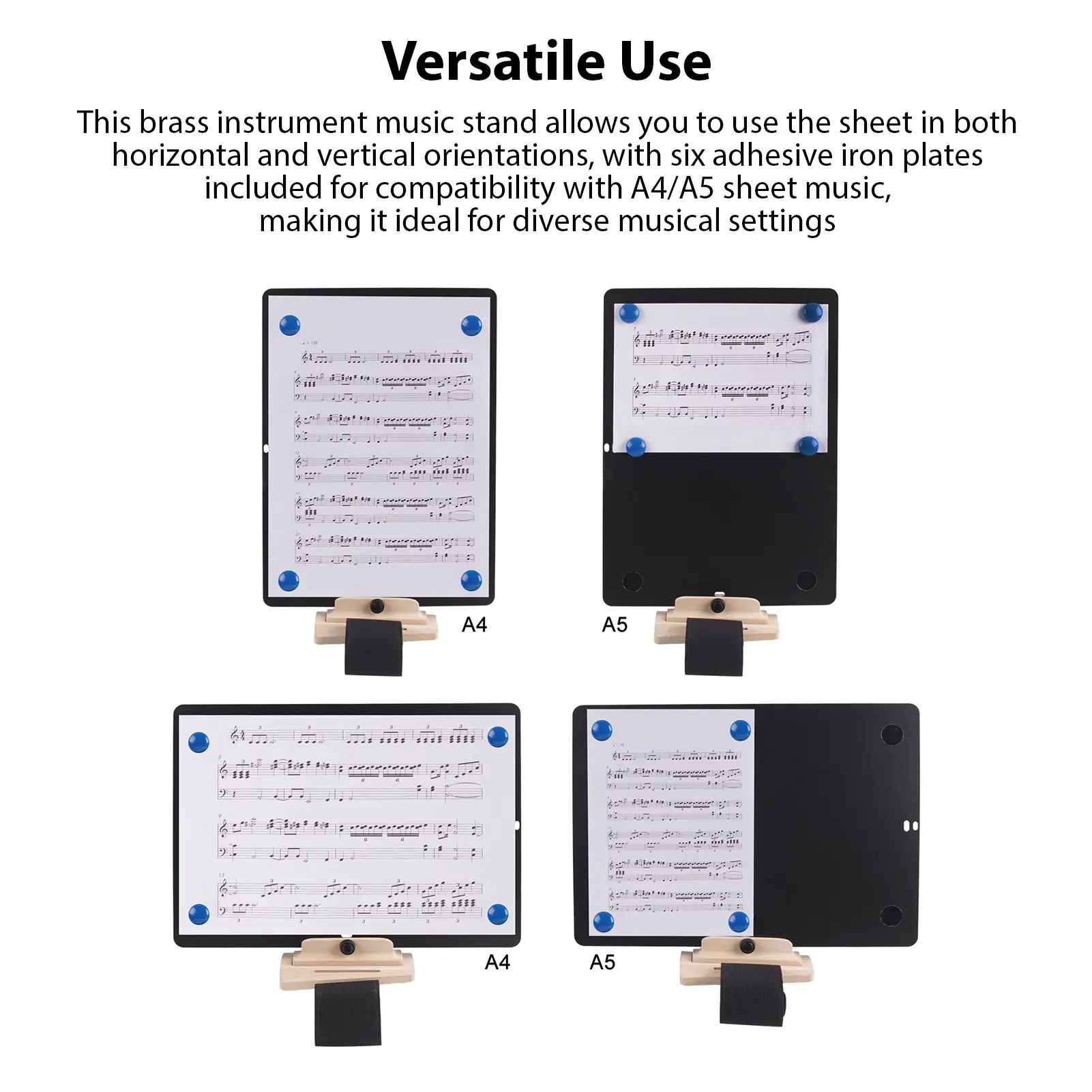 Arm Music Stand Adjustable Marching Band Music Stand Universal Arm Music Sheets Stand Wind Instrument Accessories