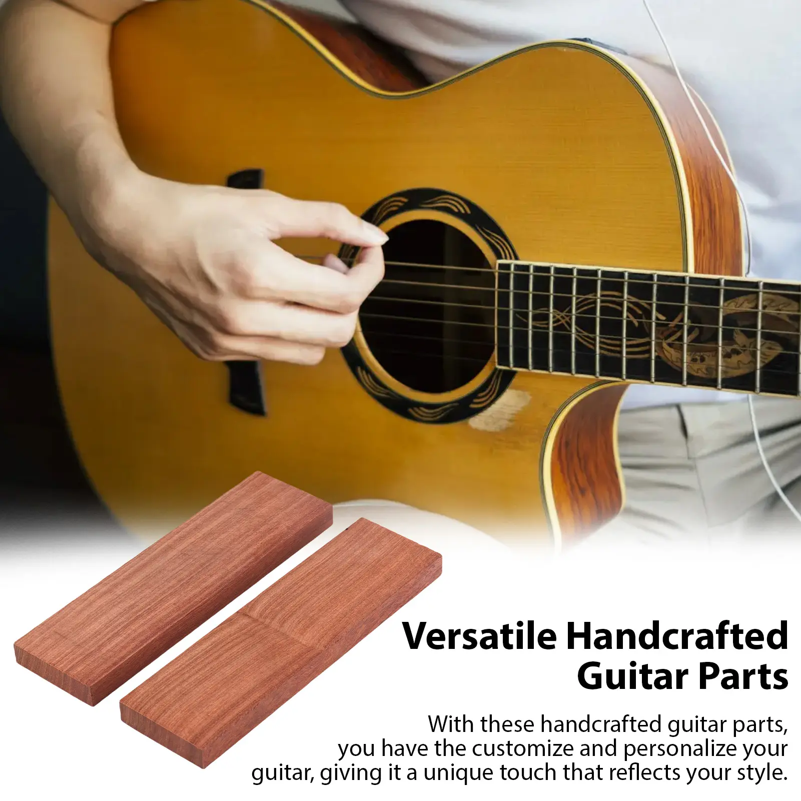 2 Pack Acoustic Guitar Unfinished Bridge Handmade DIY Parts Guitar Bridge Blank for Wood Guitar Accessories