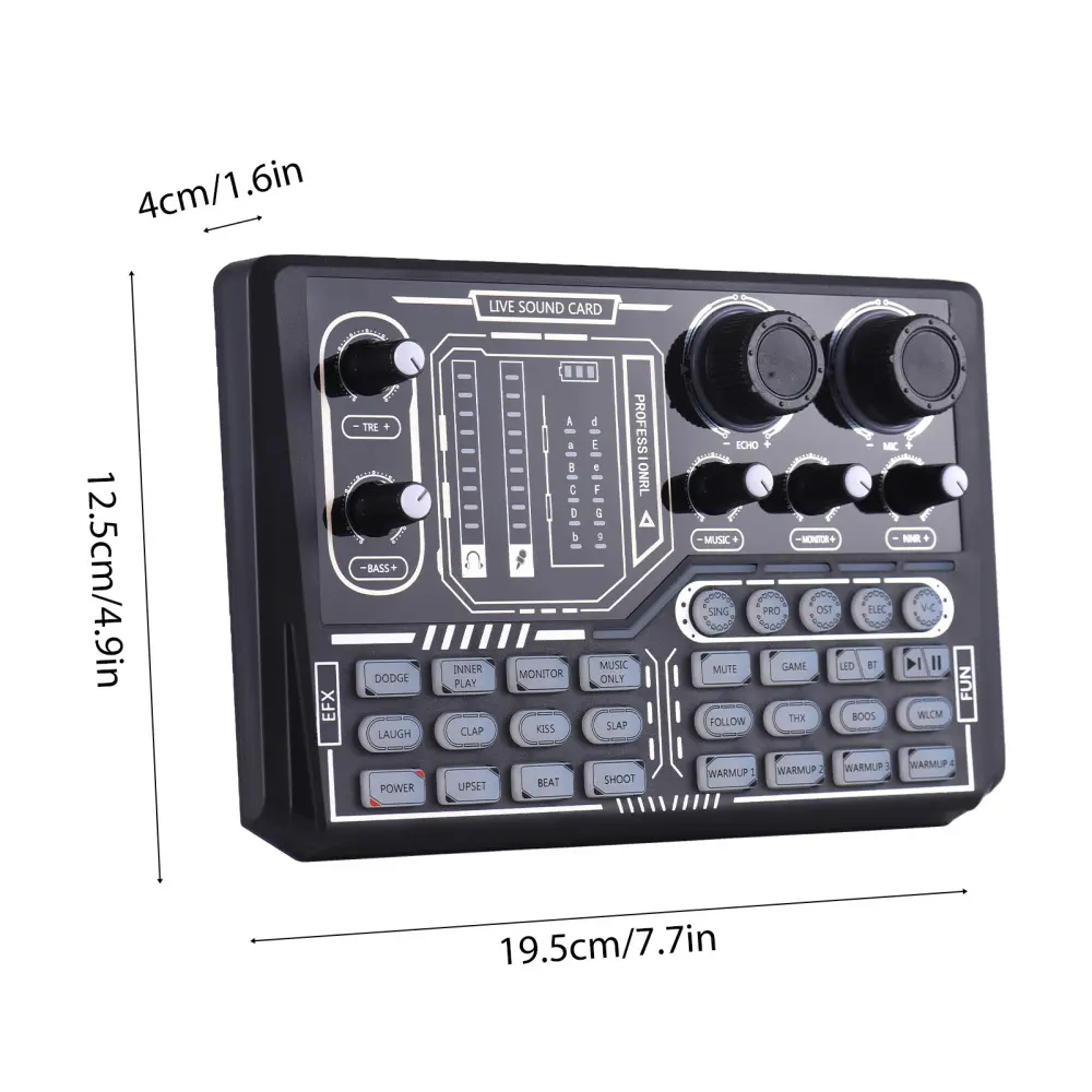 Audio Mixer Audio Interface RGB Light BT Wireless Accompaniment Plug and Play Rechargeable Sound Card Mixer Musical Accessories