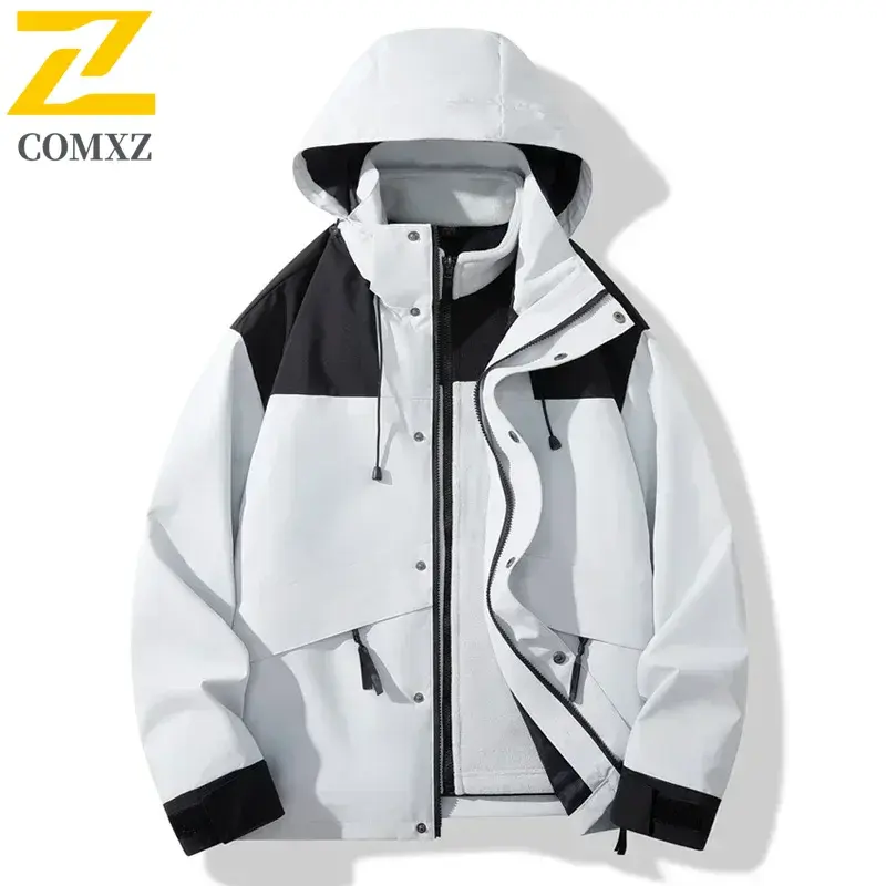 Men's 3 in 1 Jacket 2025 Spring New Slim Fit Warm BreathableWindproof and Waterproof Coat Outdoor Hiking Camping Cargo Jacket