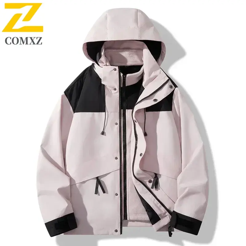 Men's 3 in 1 Jacket 2025 Spring New Slim Fit Warm BreathableWindproof and Waterproof Coat Outdoor Hiking Camping Cargo Jacket