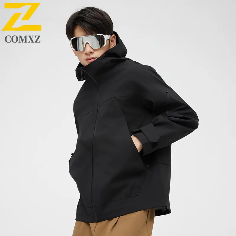 Men Hooded Jacket Waterproof Windproof Outdoor Hiking Trekking Coat Camping Climbing Sports Spring Warm Breathable Raincoat
