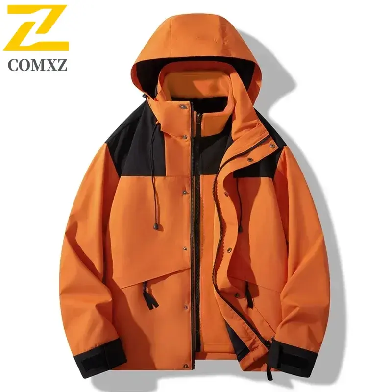 Men's 3 in 1 Jacket 2025 Spring New Slim Fit Warm BreathableWindproof and Waterproof Coat Outdoor Hiking Camping Cargo Jacket