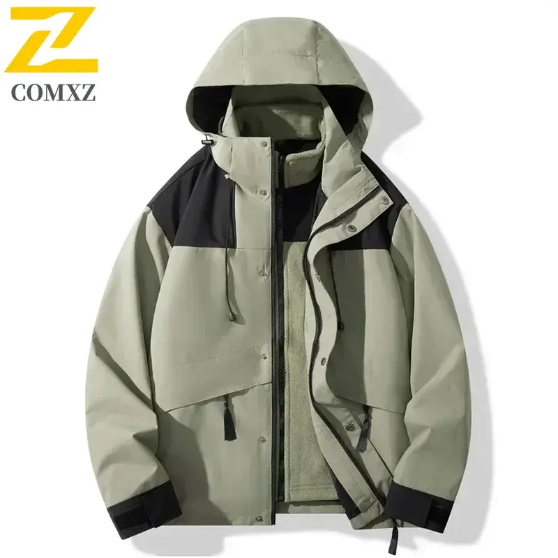 Men's 3 in 1 Jacket 2025 Spring New Slim Fit Warm BreathableWindproof and Waterproof Coat Outdoor Hiking Camping Cargo Jacket