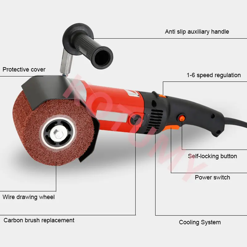 Electric Polishing Machine Burnishing Wire Drawing Machine Handheld Sander Wood Stainless Steel Metal Polisher 2200W 3000rpm