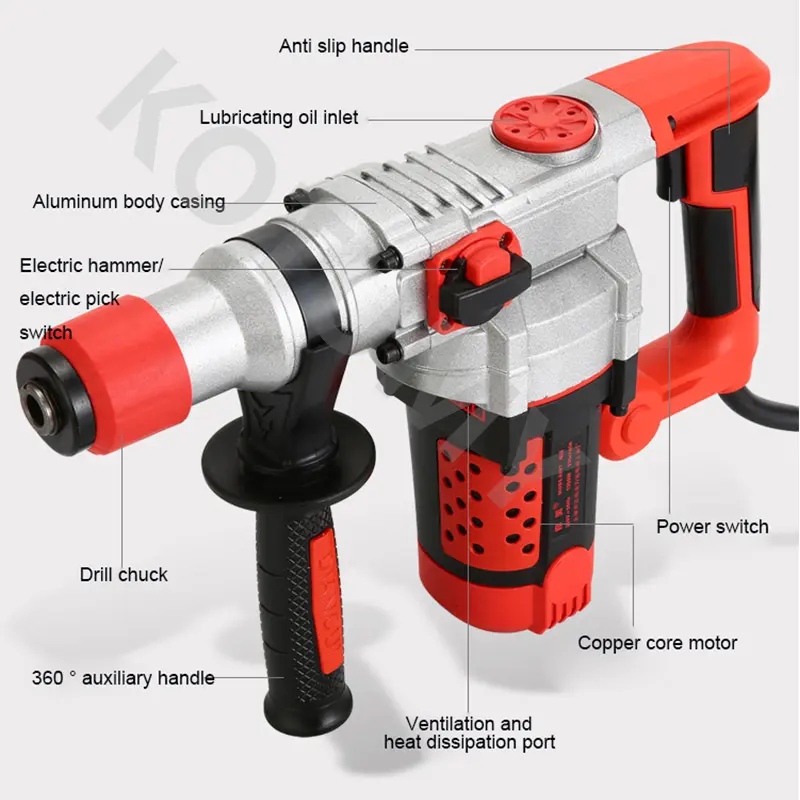 2200W 220V Electric Impact Drill Multifunction Hammer Pick household Professional Concrete Industrial Grade Tool