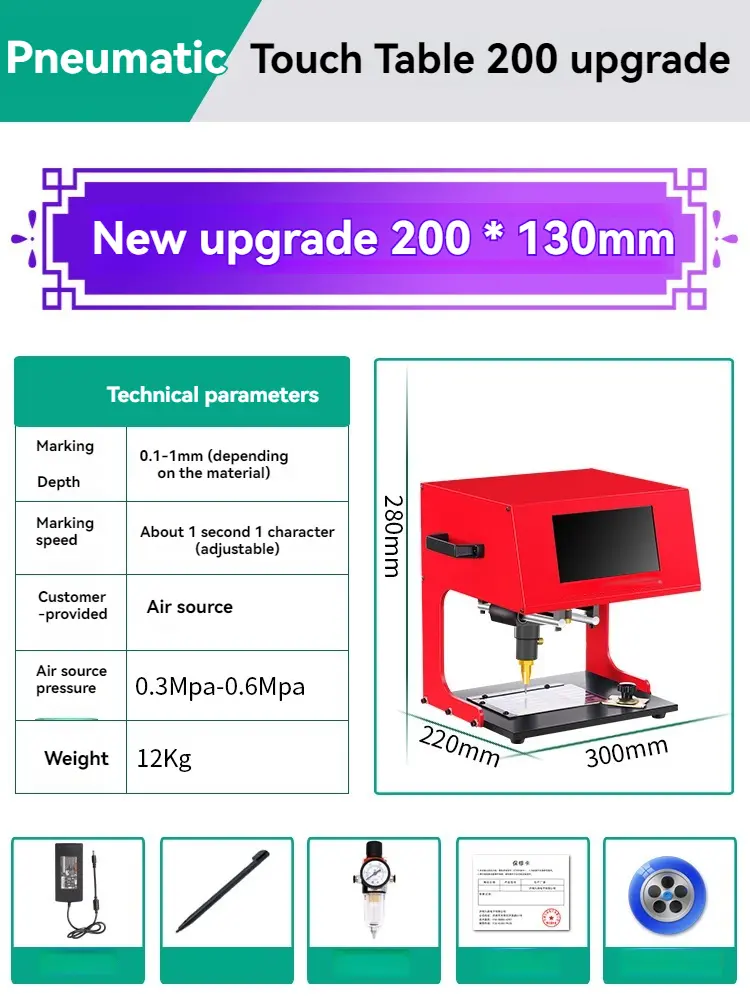 170x110mm Desktop Metal Signage Nameplate Marking Machine Pneumatic Electric Car Nameplate Metal Parts Engraving Equipment Tool