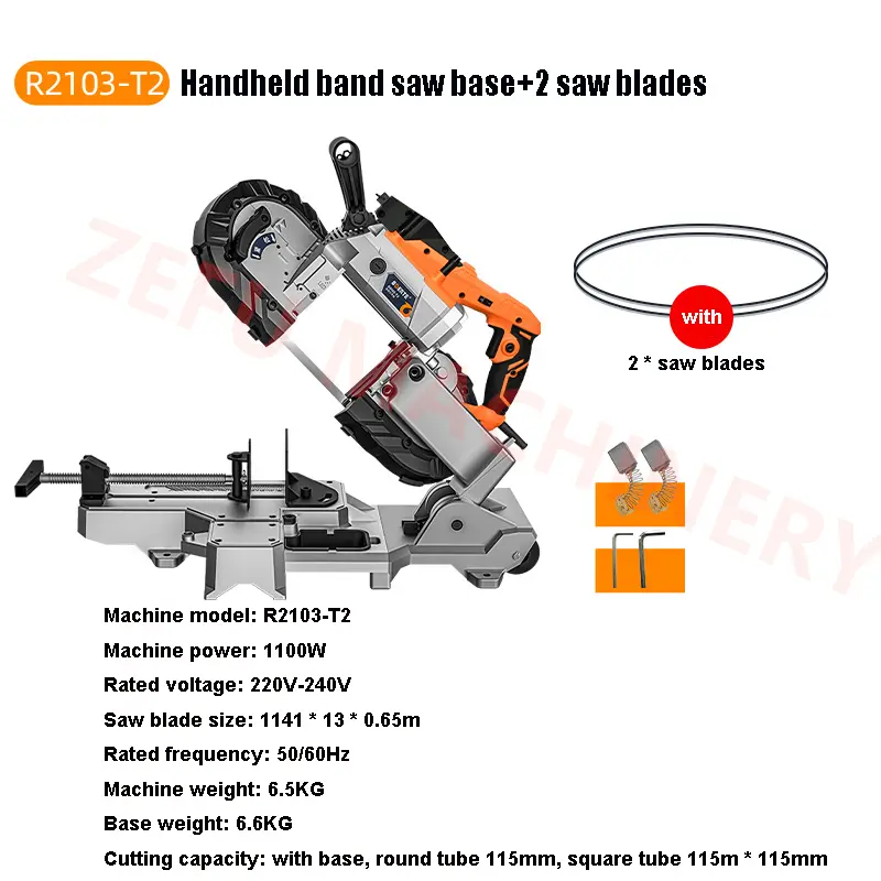 Portable 220V Electric Saw Machine Cutting Capacity Hand held Band Saw For Cutting Stainless Steel Aluminum Metal PVC Wood