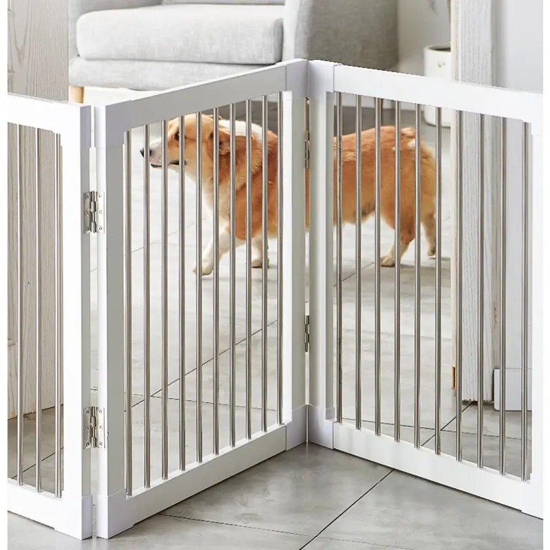Modern Simple Pet Gate, No-Drill Dog Barrier, Folding Isolation Door, Indoor Heightened Dog Fence For Safe Separation