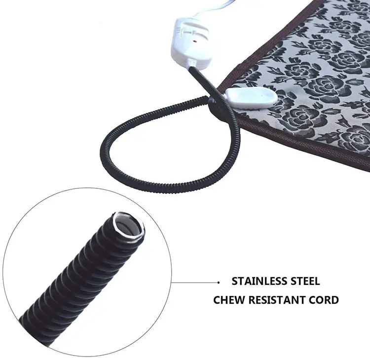 Dog Cat Electric Heating Pad Adjustable Warming Mat Waterproof Heated Blanket With Chew Resistant Steel Cord