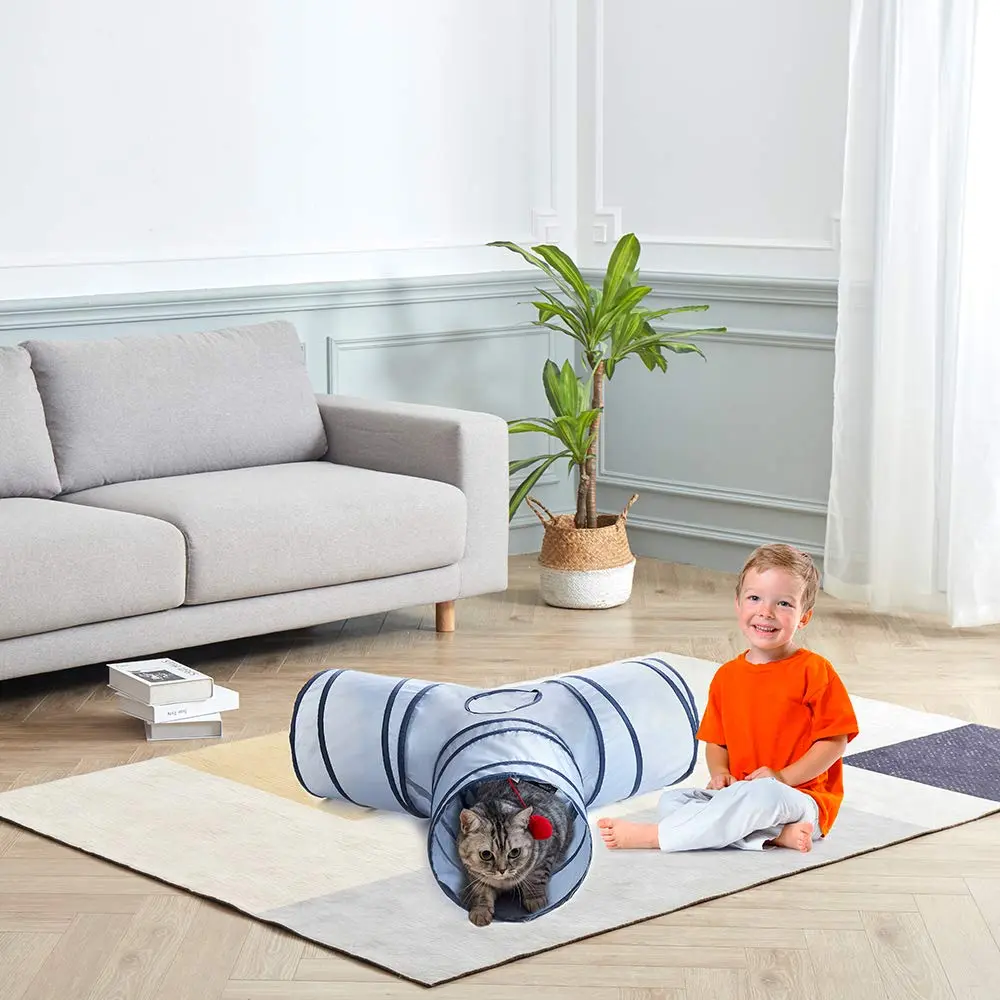Wholesale Custom Sustainable Foldable 3 Way Cat Play Tube Pet Toy Tunnel Cat Tunnel