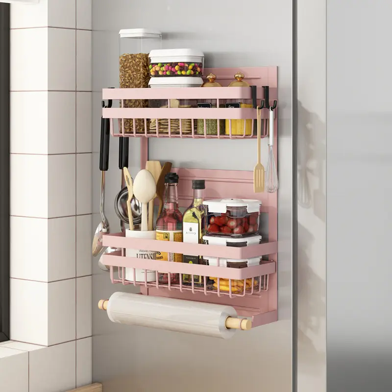 Magnetic Fridge Shelf Kitchen Paper Tube Cling Film Storage Rack Spice Storage Rack Storage Rack On The Side Of The Refrigerator