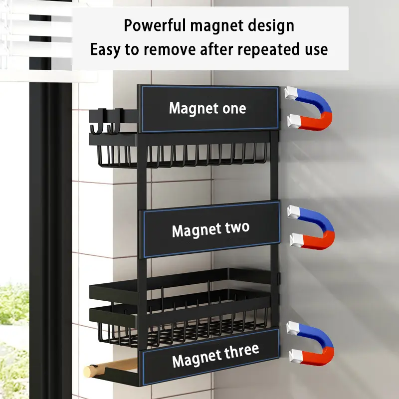 Magnetic Fridge Shelf Kitchen Paper Tube Cling Film Storage Rack Spice Storage Rack Storage Rack On The Side Of The Refrigerator