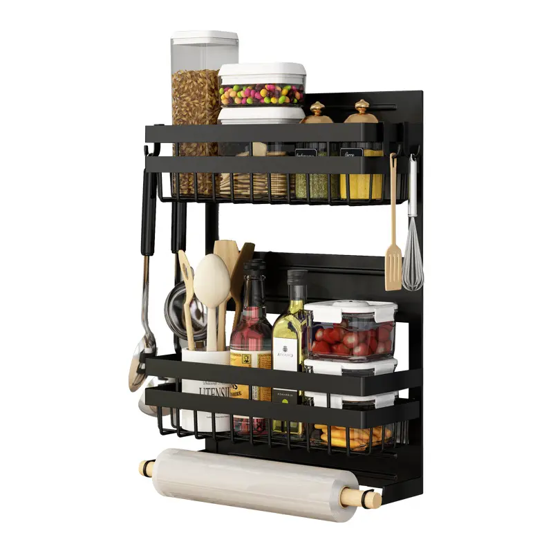 Magnetic Fridge Shelf Kitchen Paper Tube Cling Film Storage Rack Spice Storage Rack Storage Rack On The Side Of The Refrigerator