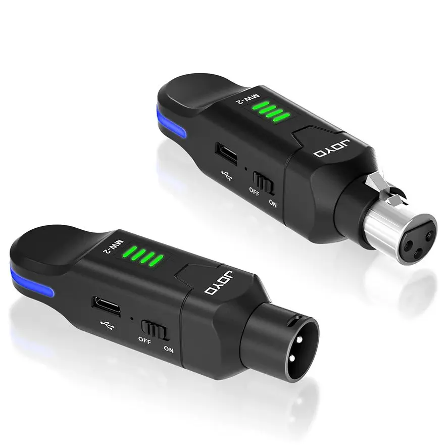JOYO MW-2 Wireless Microphone System 2.4GHz Auto Frequency Hopping Wireless Transmitter Receiver for Moving-coil & Condenser Mic
