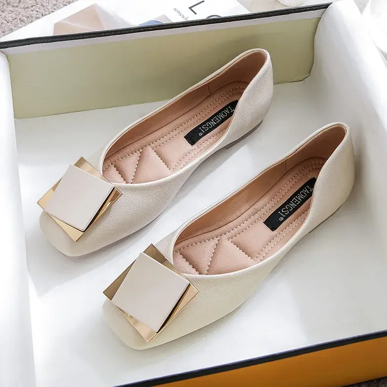Spring Europe Fashion Square Toe Flat Shoes Woman Retro Casual Flats Large Size Soft Bottom Ladies shoes zapatos de muje