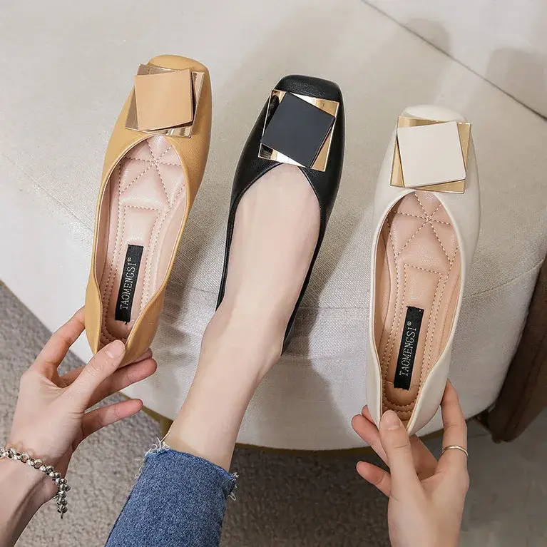 Spring Europe Fashion Square Toe Flat Shoes Woman Retro Casual Flats Large Size Soft Bottom Ladies shoes zapatos de muje