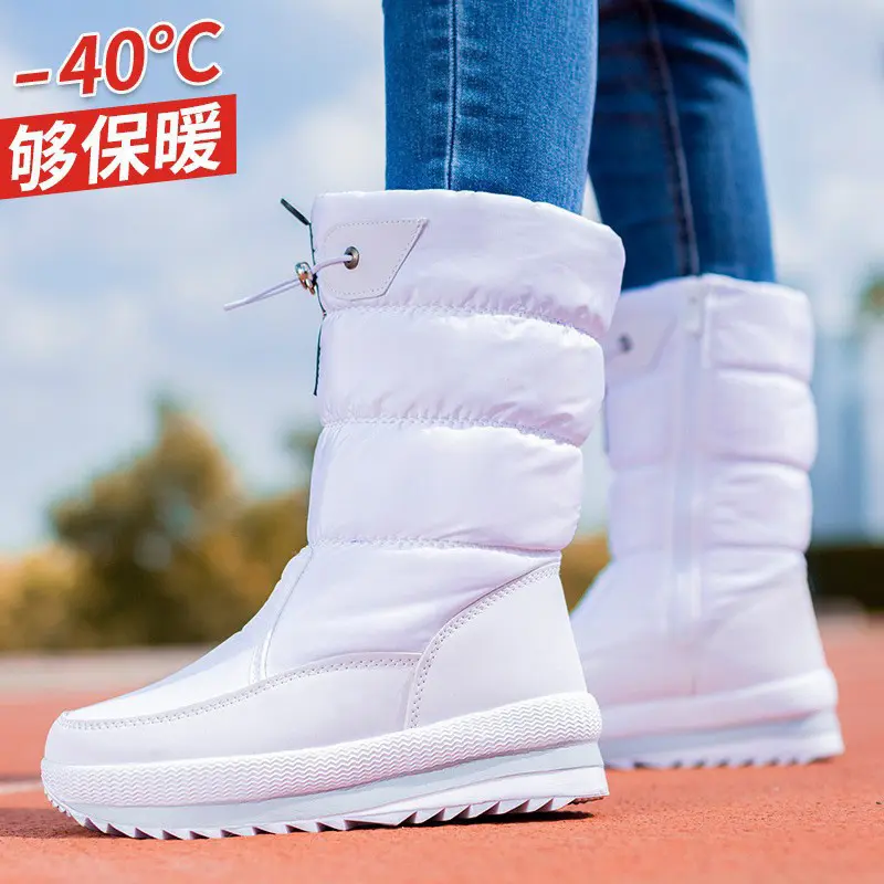 Winter Thick Women's Snow Boots Warm Plush Mid-calf Boots Non Slip Waterproof Platform Snow Boot Casual Female 2025 New