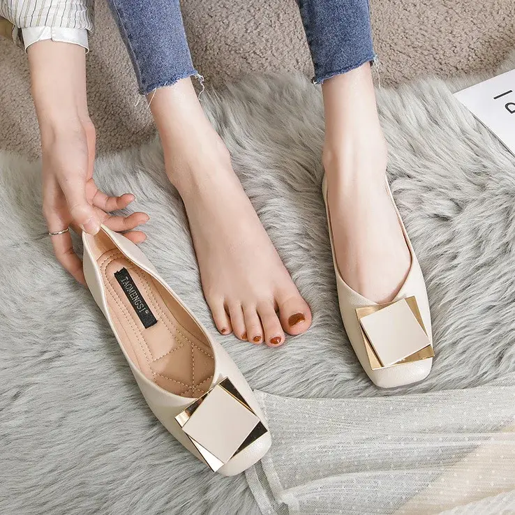 Spring Europe Fashion Square Toe Flat Shoes Woman Retro Casual Flats Large Size Soft Bottom Ladies shoes zapatos de muje