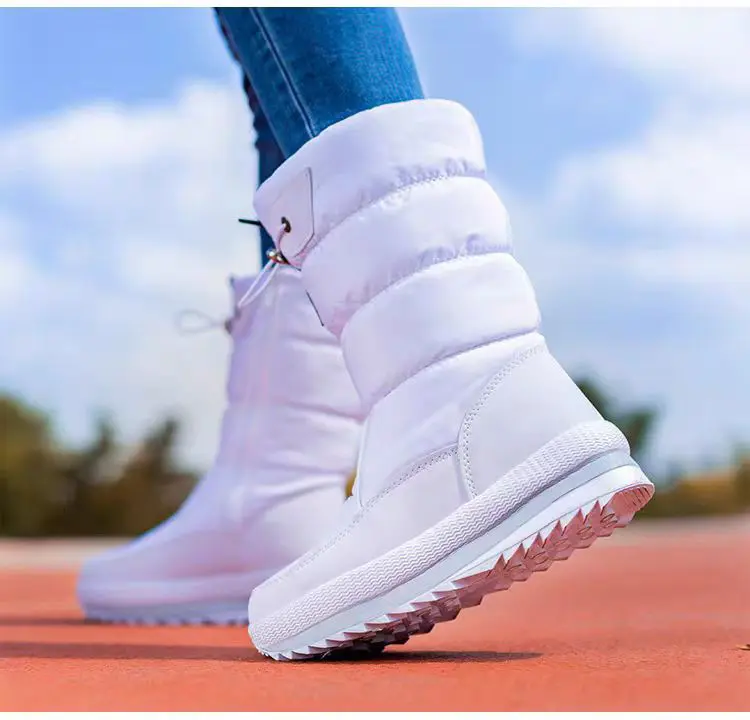 Winter Thick Women's Snow Boots Warm Plush Mid-calf Boots Non Slip Waterproof Platform Snow Boot Casual Female 2025 New