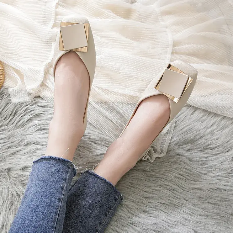 Spring Europe Fashion Square Toe Flat Shoes Woman Retro Casual Flats Large Size Soft Bottom Ladies shoes zapatos de muje