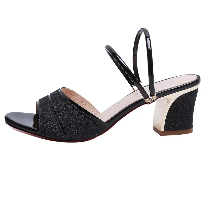 New Women's sandals mid heel Sandals shoes women Square heel Sandalias Buckle Sandals High Heels Strap Sandals