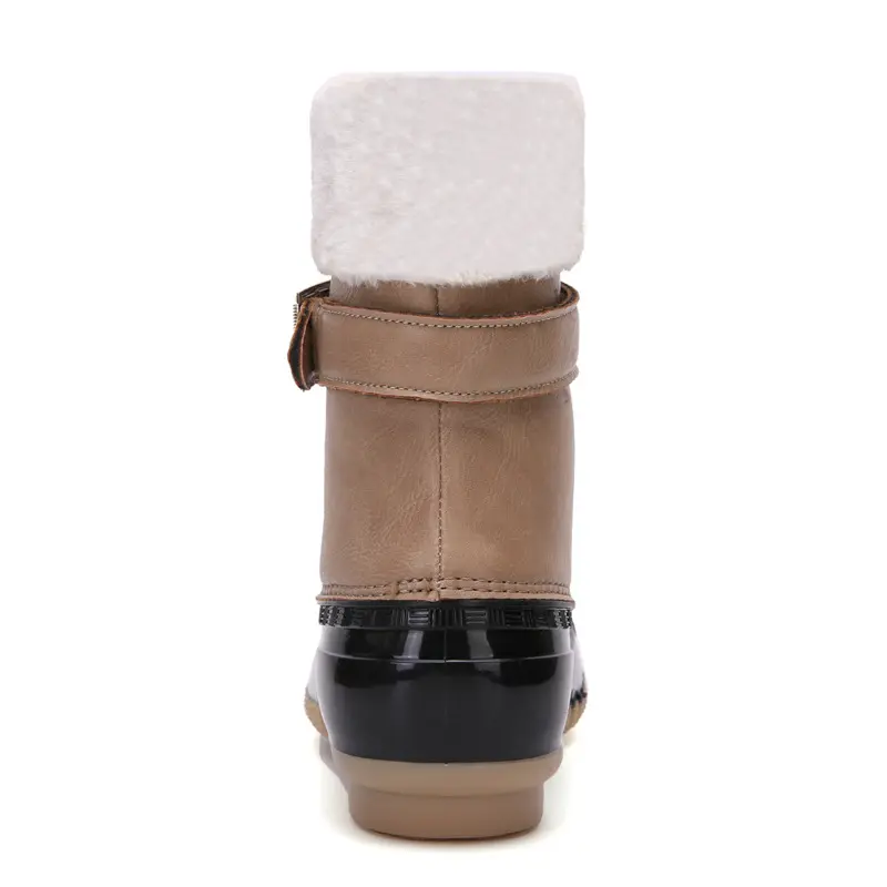 Women's Boots Lady Duck Boots Fur Waterproof Zipper Rubber Sole Women Rain Boots Lace Up Ankle Shoes Fur Winter Lady Shoes