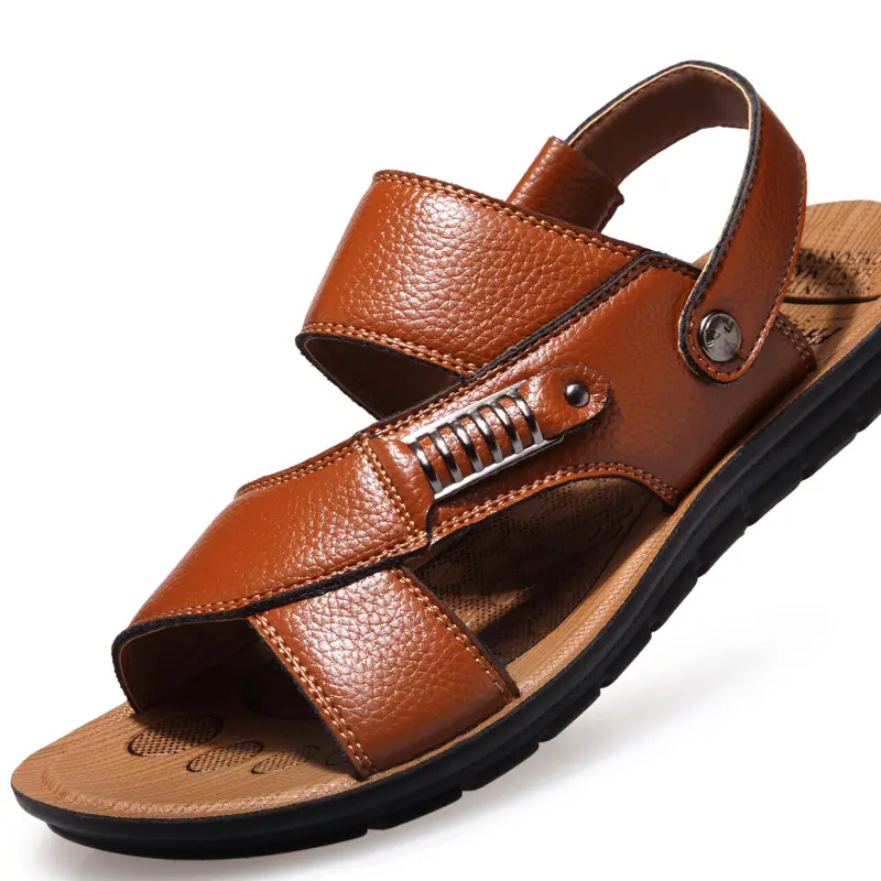 Men Sandals Summer Genuine Leather Roman Sandals Male Casual Shoes Beach Flip Flops Men Fashion Outdoor Slippers Shoes