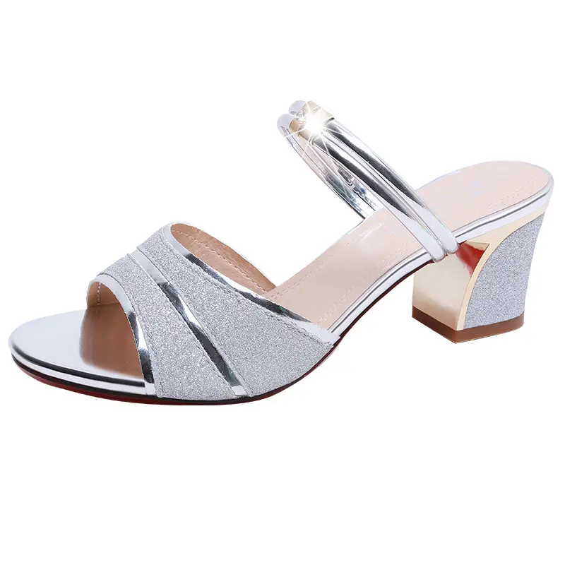 New Women's sandals mid heel Sandals shoes women Square heel Sandalias Buckle Sandals High Heels Strap Sandals