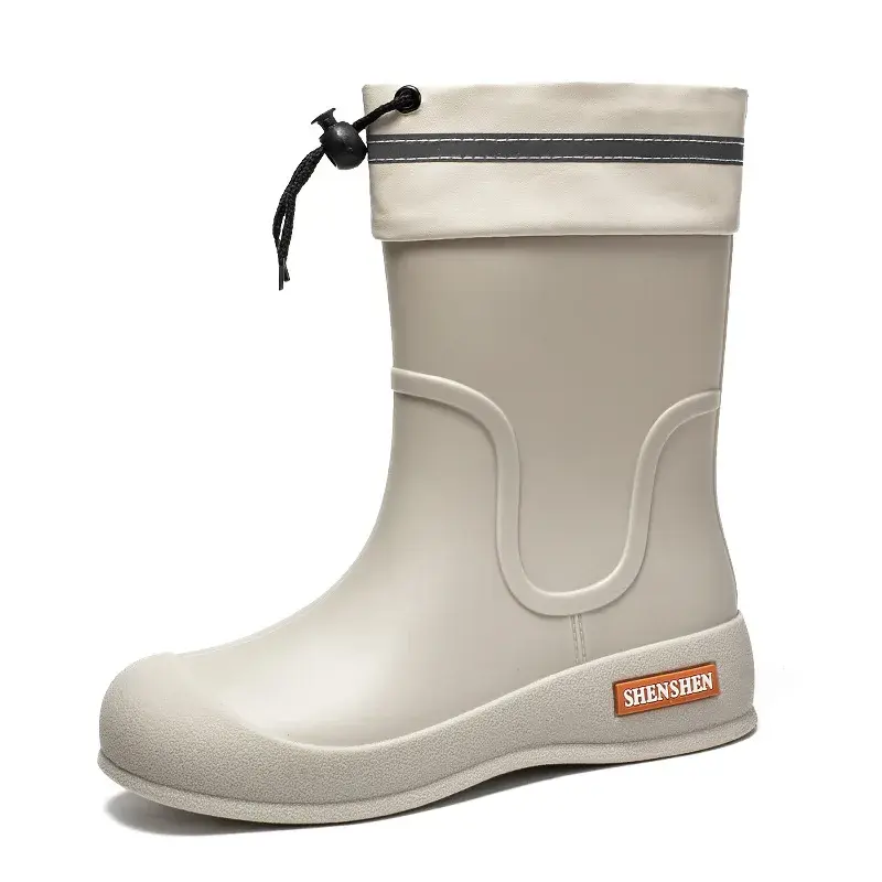 2025 Rain Shoes Women Adult Short Water Shoes Anti-slip Rain Boots Outside Water Thickened Kitchen Work Waterproof Simple
