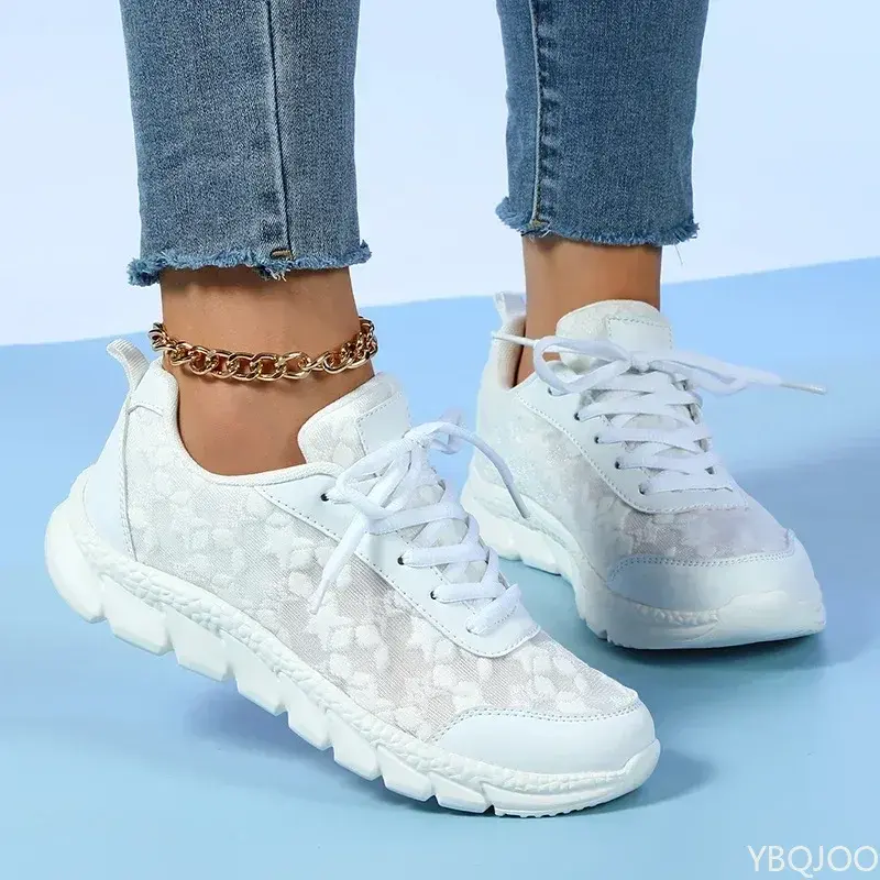 Women Casual Sneakers 2025 Fashion comfortable Sports Shoes Women Lace-up Mesh Breathable Women outdoor Soft soles Running Shoes