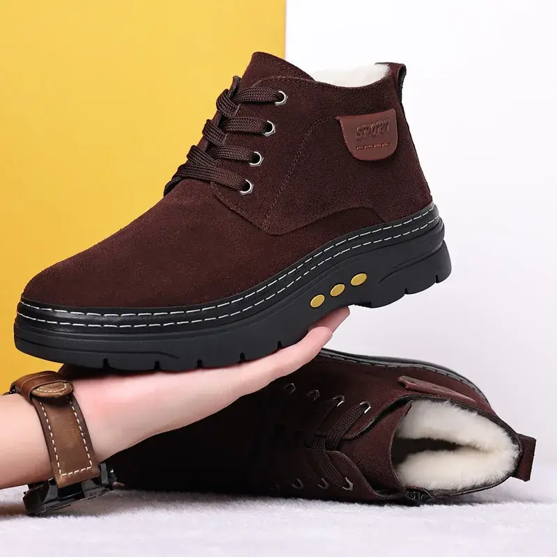 Winter Cotton Shoes Men's Snow boots Warm Ankle Boot Fashion Casual platform Plush Sneakers Non-slip Warm wool Male Footwear