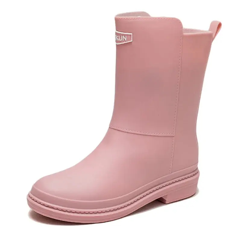 Women's Mid-Calf Rain Boots New Rubber Shoes Winter Rain Boots Cotton-Padded Warm-Keeping Waterproof Women's Non-Slip Shoes