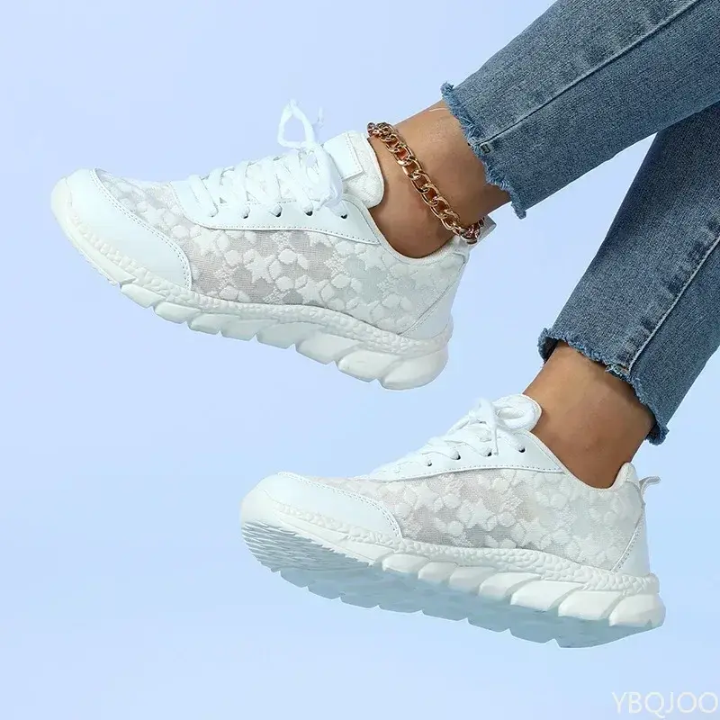 Women Casual Sneakers 2025 Fashion comfortable Sports Shoes Women Lace-up Mesh Breathable Women outdoor Soft soles Running Shoes