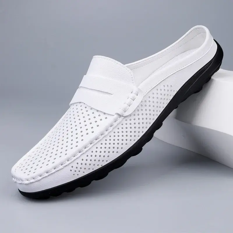 Men's shoes four seasonal new hollow out fashion leather shoes soft sole breathable non slip lightweight plus size casual shoes