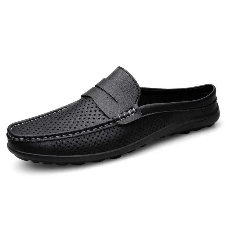 Men's shoes four seasonal new hollow out fashion leather shoes soft sole breathable non slip lightweight plus size casual shoes