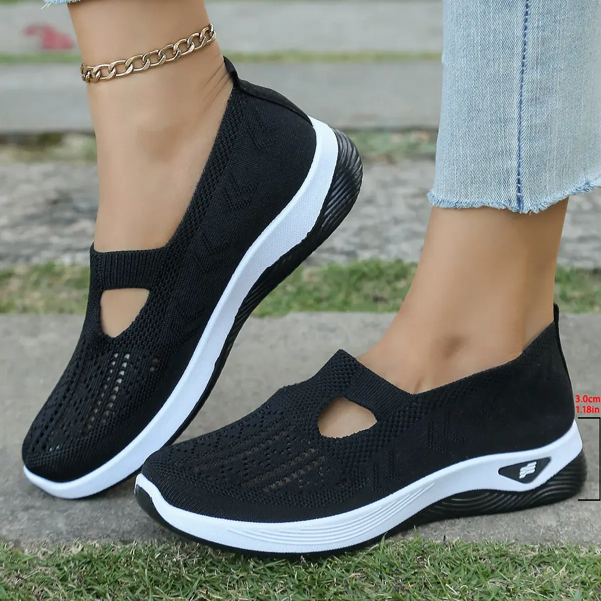 Breathable Mesh Flats Shoes for Women Comfortable Slip on Casual Shoes Woman Lightweight Soft Bottom Loafers Plus Size