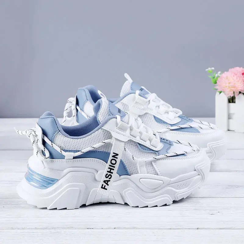 Women's Mesh Sports Shoes Fashion Breathable Platform Shoes Women's Casual Lace-up Vulcanized Shoes кроссовки женские