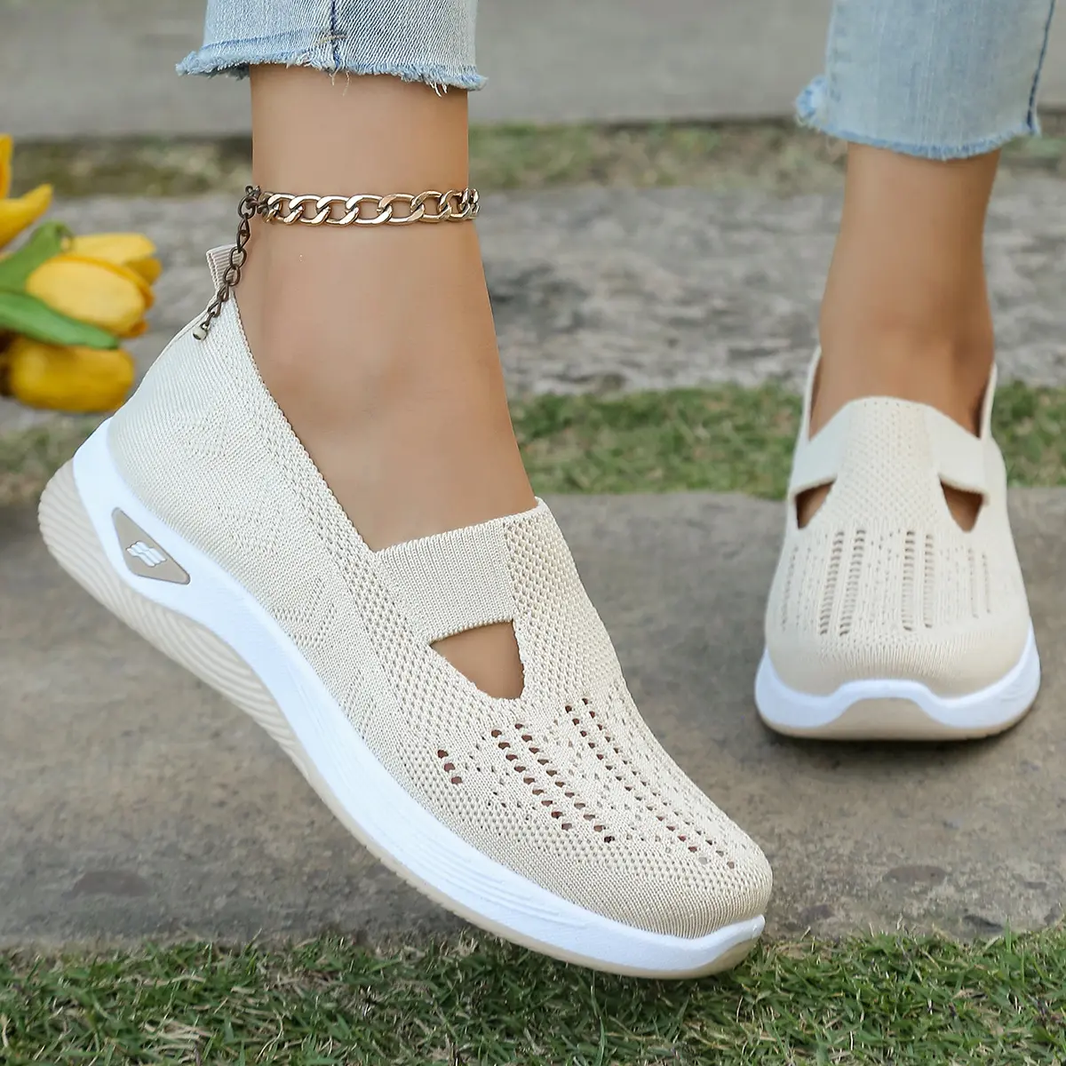 Breathable Mesh Flats Shoes for Women Comfortable Slip on Casual Shoes Woman Lightweight Soft Bottom Loafers Plus Size