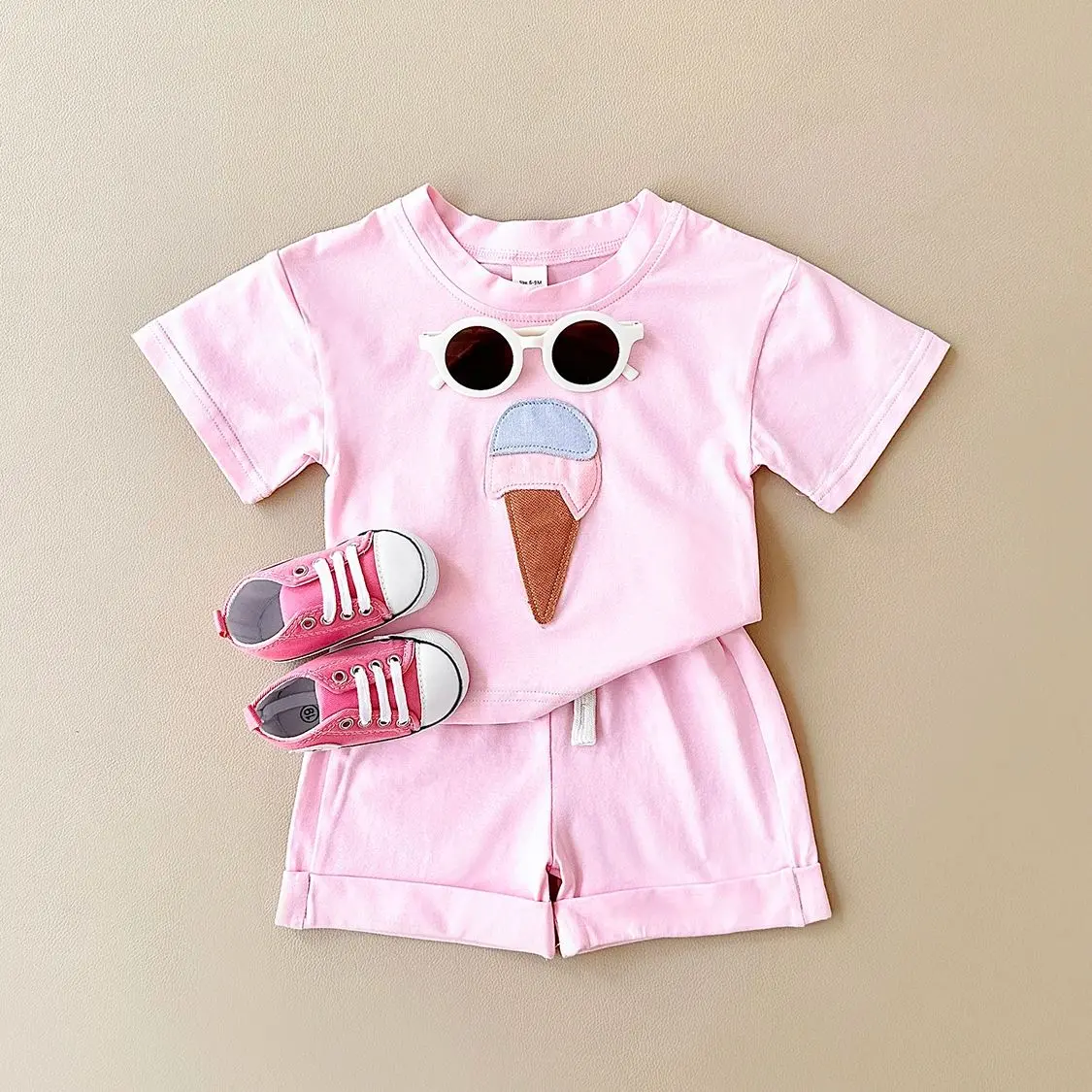 2PCS Summer Baby Clothes Sets Ice Cream Print T-shirt+Sports Shorts Boys Girls 0-3Y Newborn Clothing Infant Toddler Outfit