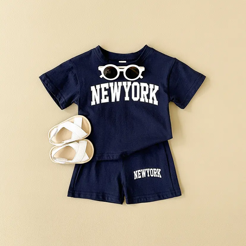 2PCS 2024 Newborn Baby Boys Clothes T-shirt+Shorts Set Letter Printed Sports Set Summer New Baby Girl Infant Outfit Set