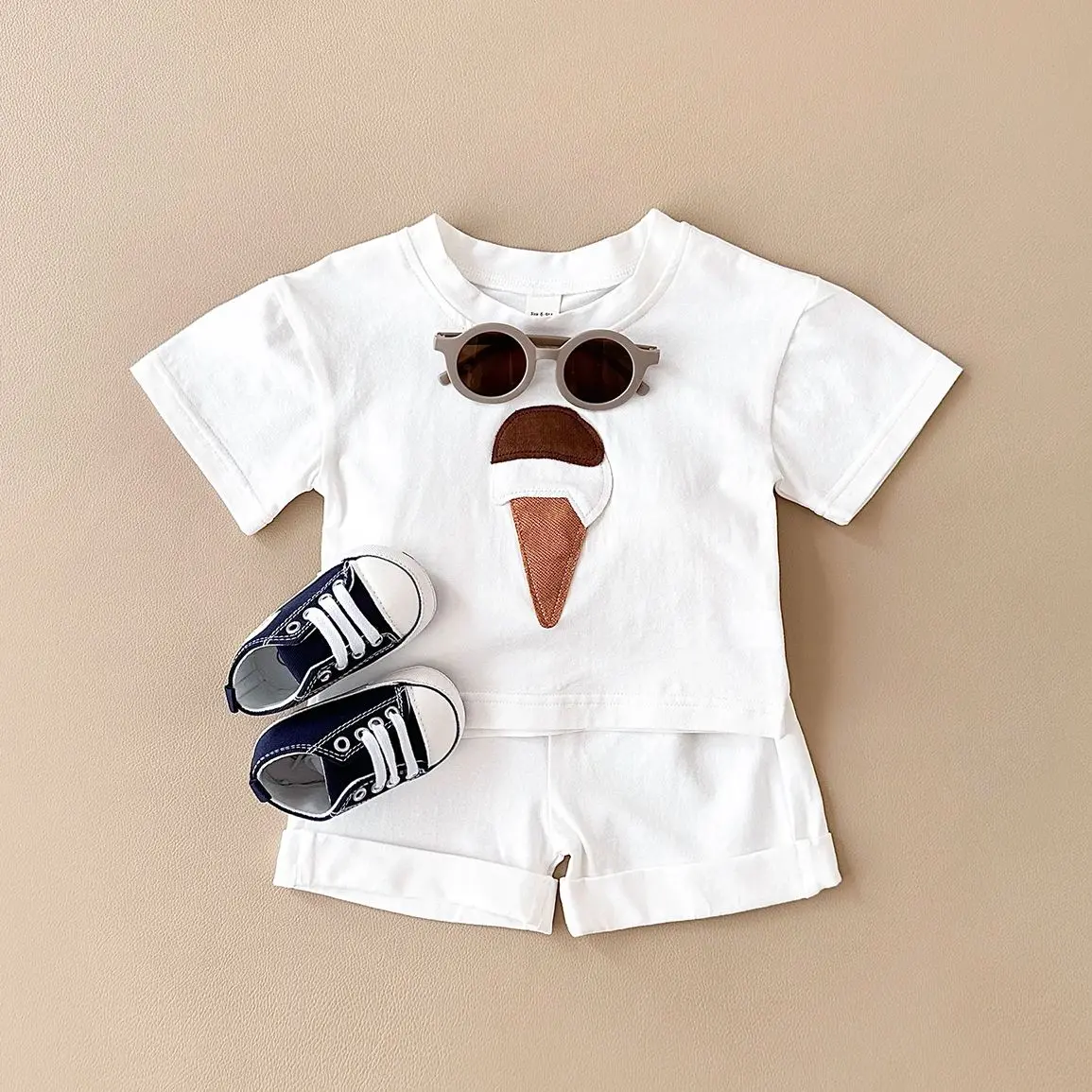 2PCS Summer Baby Clothes Sets Ice Cream Print T-shirt+Sports Shorts Boys Girls 0-3Y Newborn Clothing Infant Toddler Outfit