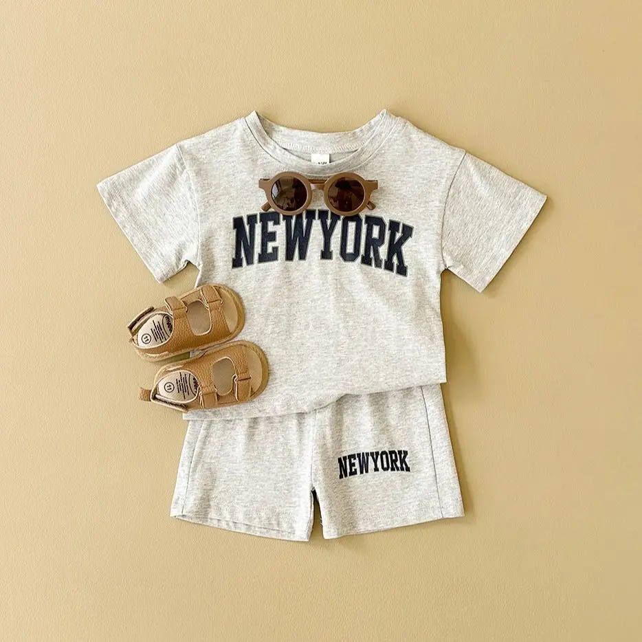 2PCS 2024 Newborn Baby Boys Clothes T-shirt+Shorts Set Letter Printed Sports Set Summer New Baby Girl Infant Outfit Set
