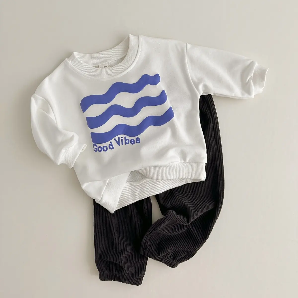 2023 Autumn Baby Girls Clothes Set Retro Prints Sweater+Corduroy Pants 2PCS/Set Children's Clothing Baby Boys Outfit Cotton Suit