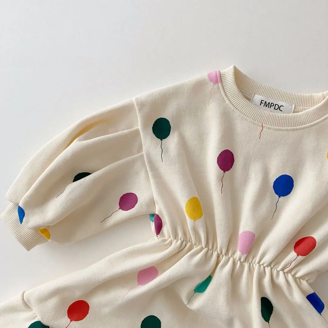 New Infant Baby Clothes Girls Dresses Spring Autumn Ruffled Dress Cute Princess Baby 0-3Y Cotton Colorful Balloon Long Sleeve