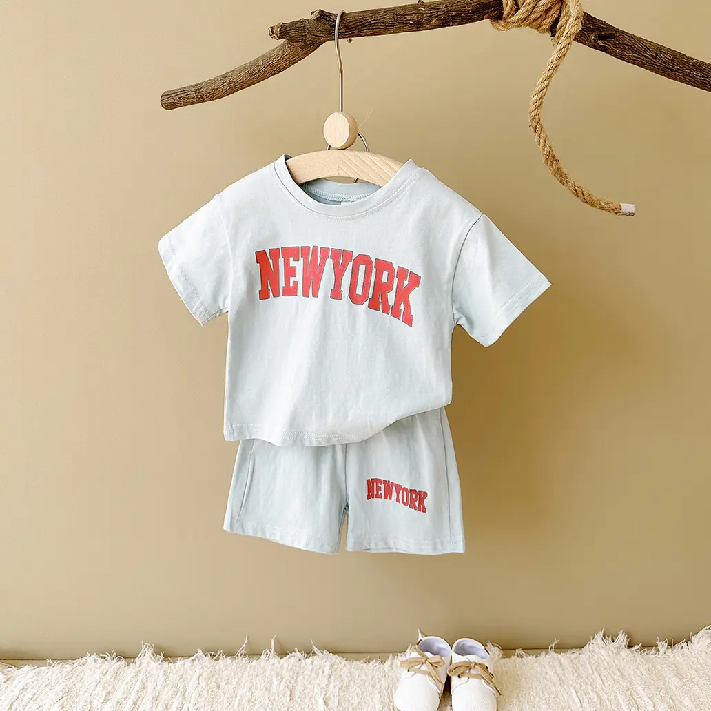 2PCS 2024 Newborn Baby Boys Clothes T-shirt+Shorts Set Letter Printed Sports Set Summer New Baby Girl Infant Outfit Set