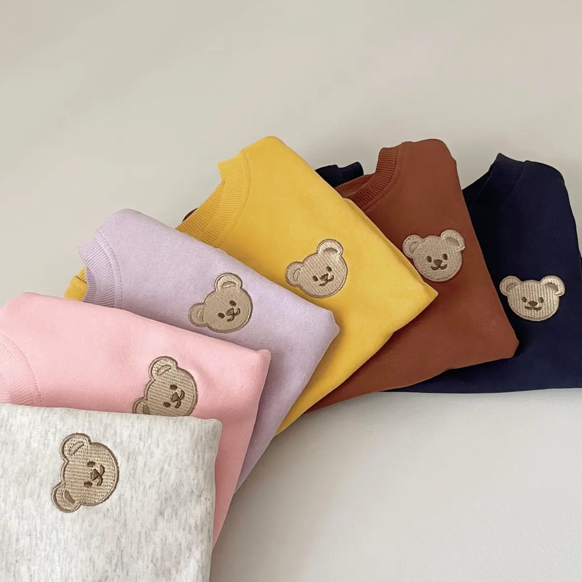 Baby Girls Clothing Korean Bear Embroidery 2PCS Boy Autumn Top Coat +Pants Set Newborns Baby Spring Long Sleeve Children Set