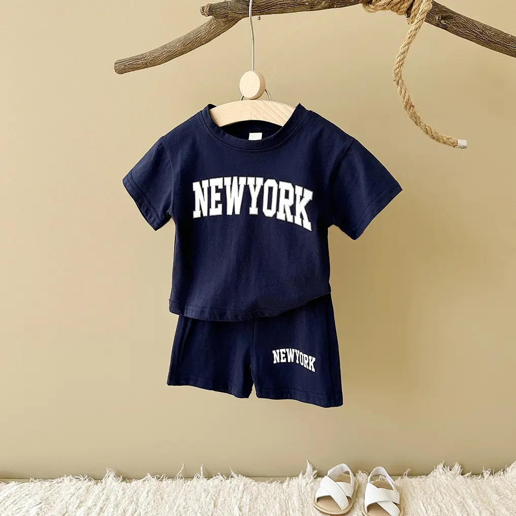 2PCS 2024 Newborn Baby Boys Clothes T-shirt+Shorts Set Letter Printed Sports Set Summer New Baby Girl Infant Outfit Set