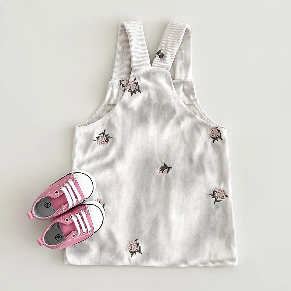 Summer Girls Strap Dress Korean Baby Clothes Infant Version Suspender Dress Flowers Embroidery Sleeveless A-line Infant Dresses