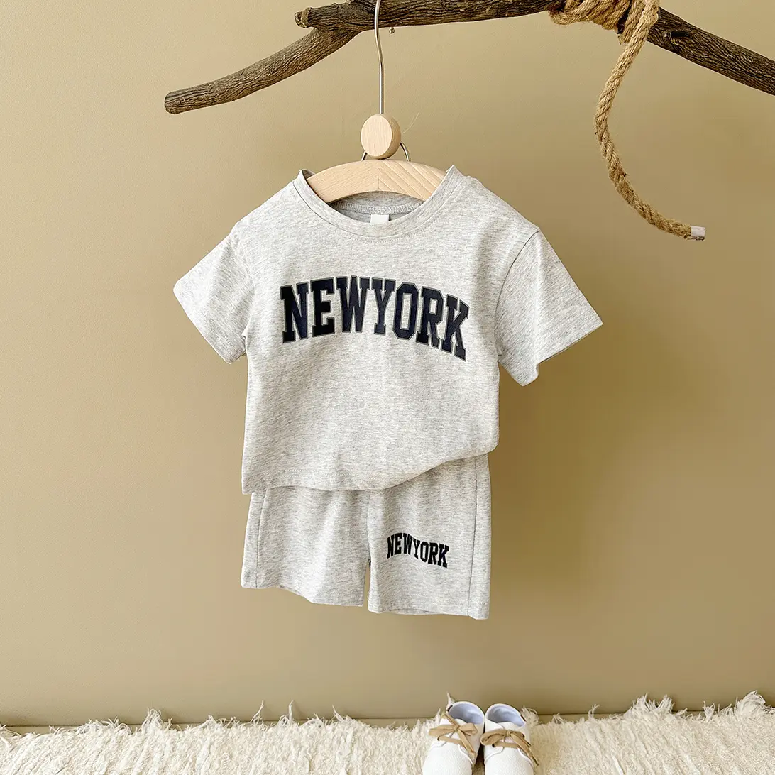 2PCS 2024 Newborn Baby Boys Clothes T-shirt+Shorts Set Letter Printed Sports Set Summer New Baby Girl Infant Outfit Set